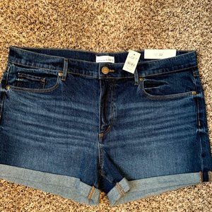 Denim Roll Shorts In Vivid Dark Indigo Wash